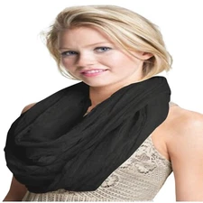Black Nepalese Mobius Infinity Scarf Snood Cowl Circular Tube Shawl Pashmina NEW