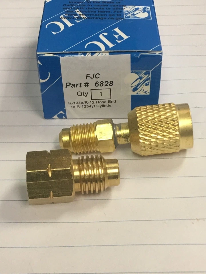 FJC, INC. FJC, 6828, 1/2 ACME Female Left-Hand Threads x 1/4 MF (R12) or 1/2" ACME (R134a)