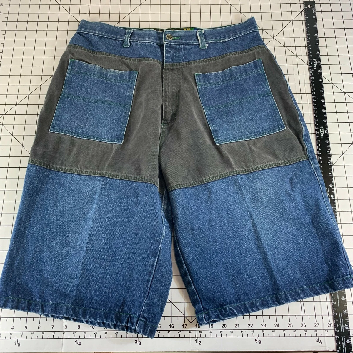 Vintage 80s 90s Color Block U Men Denim Jean Cross Colors Shorts