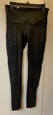 Spanx Women’s Faux Leather Leggings Black Stretch Size XL