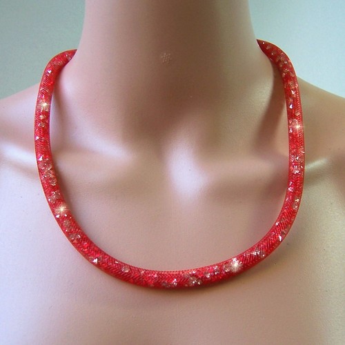 Collier Kette Armband Strass Netzschlauch Magnetverschluß Edelstahl Damen VS16 - Bild 67 von 96