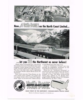 #ad #ad 1954 Northern Pacific Railway North Coast Limited Passenger Train Vintage Ad $9.95