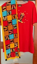 Bob Mackie Wearable Art Cotton Shirt with Scarf Boots!
