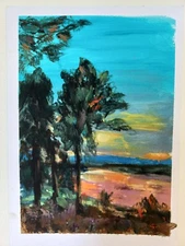 Painting Original Landscape Impressionism Oil on Paper by A.Shrub