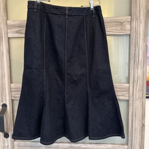 Lauren Jeans Co Ralph Lauren Sz 12 Denim Skirt Blue Pleated Y2K Modest Cottage - Picture 4 of 9
