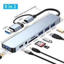 8 in 2 USB 3.0 Type C Adapter USB 2.0 Port TF Docking Station Multi-use