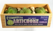 Box of 3 Patio Companion Citronella Artichoke Candles (Open Box)