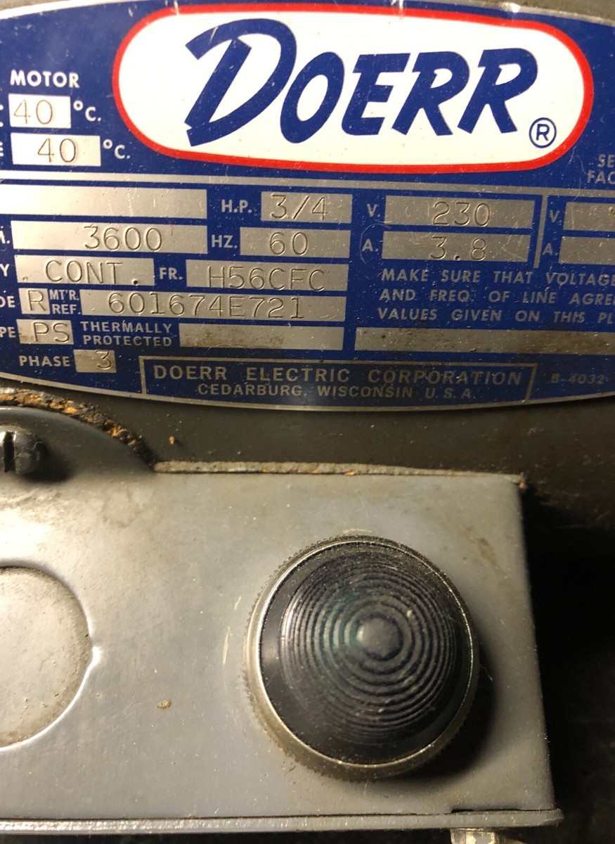 らり Doerr LR-13758 3/4 HP 3 phase 3600 RPM AC motor | eBay