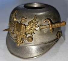 Vintage German Army Miliary Helmet Inkwell *Incomplete Read* Miniature 2¼" Wide 