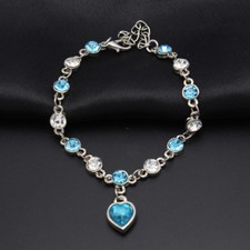 Fashion Women Heart of Ocean Crystal Rhinestone Bangle Bracelet Elegant Jewelry