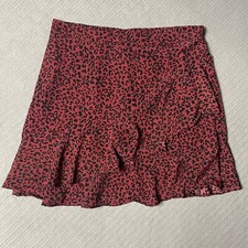 Altard State Skirt Womens L Red Zadie Leopard Print Ruffle Y2K USA Made Retro