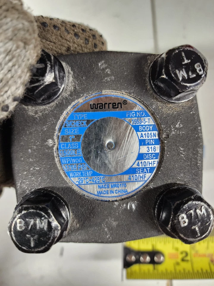 Warren 1" NPT Swing Check Valve 1500 Class Forged Carbon Steel A105N 3705 WOG - Image 3 of 3