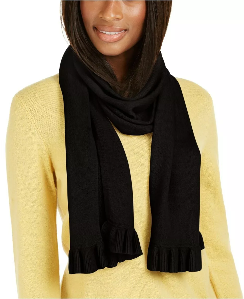 Charter Club Cashmere Ruffle Muffler Scarf Black One Size eBay