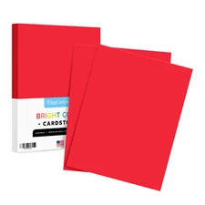Red Bright Color Cardstock, 65lb Cover (176GSM), 8.5 x 11, 50 Sheets