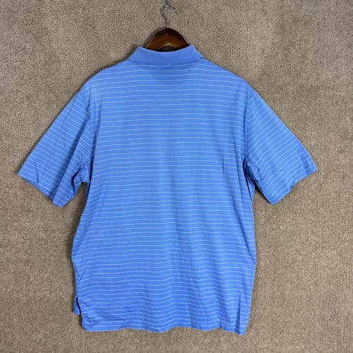 Ralph Lauren Polo Golf Shirt Mens Medium M Blue Striped Short Sleeve Pima Cotton - 第 7/8 張圖片