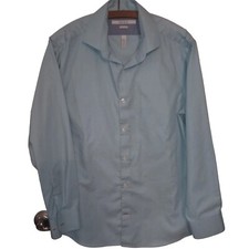 Perry Ellis Portfolio Very Slim L 16 32/33 Button Down Long Sleeve Shirt Turquoi