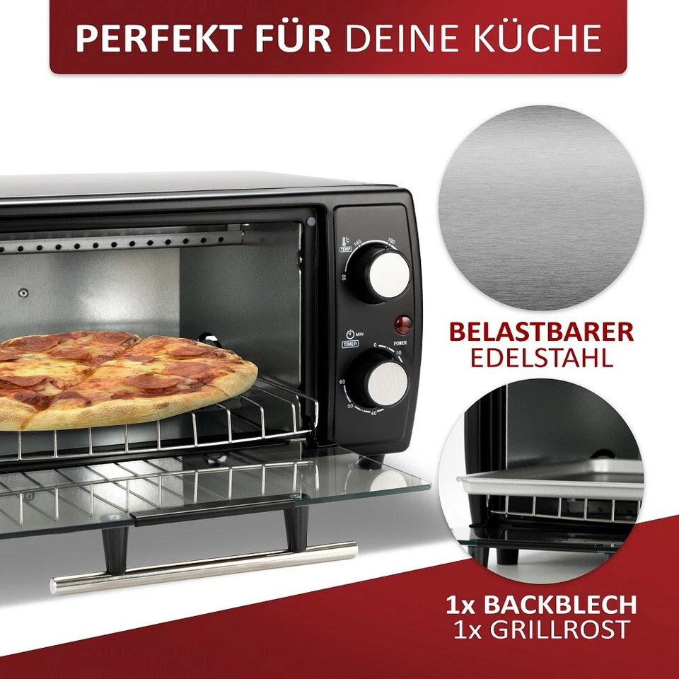 Mini Backofen 10 Liter Minibackofen Kleiner Backofen Pizzaofen Mini Oven - Bild 4 von 4