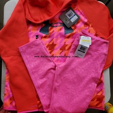 Under Armour Girls Large Leggings XL Hoodie Sweatshirt Orange Pink 95