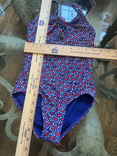 Vineyard Vines Girl's Swimsuit Bathing Suit Red White Blue Whale Print 6/6X - Picture 5 of 6