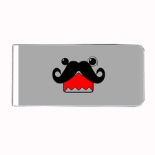 Metal Money Clip Bills Card Metal Holder Clip Rectangle Cool Mustache D3