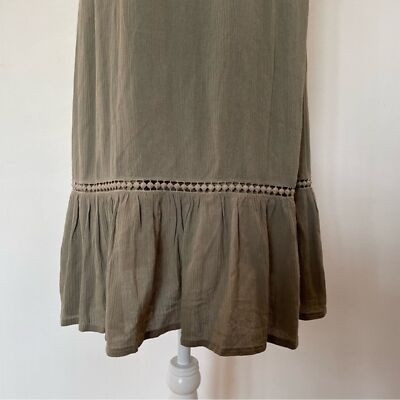Venus Olive Green Flowy MIDI Tank Dress with Crochet Eyelet Accent Size  Medium | eBay