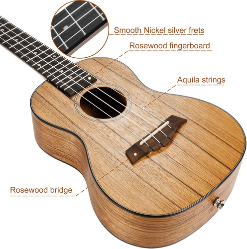 Concert Ukulele 23 Inch Professional Learn to Play Beginner Ukelele with 12 Onli - Picture 3 of 8