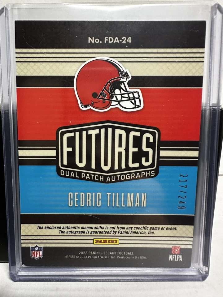 2023 Panini Legacy - Dual Patch Autographs Silver FDA-24 Cedric Tillman /249  - Image 2 of 2