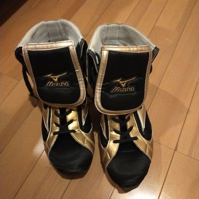 MIZUNO Boxing Shoes EF184 Gold and Black US7 / 25cm 21GX184 Used