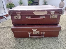 Vintage Suitcases 2 X Vintage Brown Suitcases Ideal Prop Or Display Job Lot