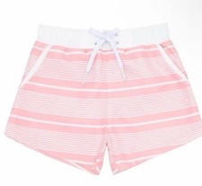 Minnow Boys' Boardie Swim Trunks in a sorbet pink stripe 3/4T