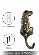 Cast Iron Dog Wall Hook Antique Finish Coat Key Towel Hook with Screws