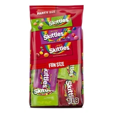Skittles Fun Size Original, Wild Berry, and Sour Chewy Individually Wrapped S...