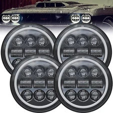 for Chevy 3100 Truck 1958 1959 4pcs 5.75" Round LED Headlights High Low Beam DRL