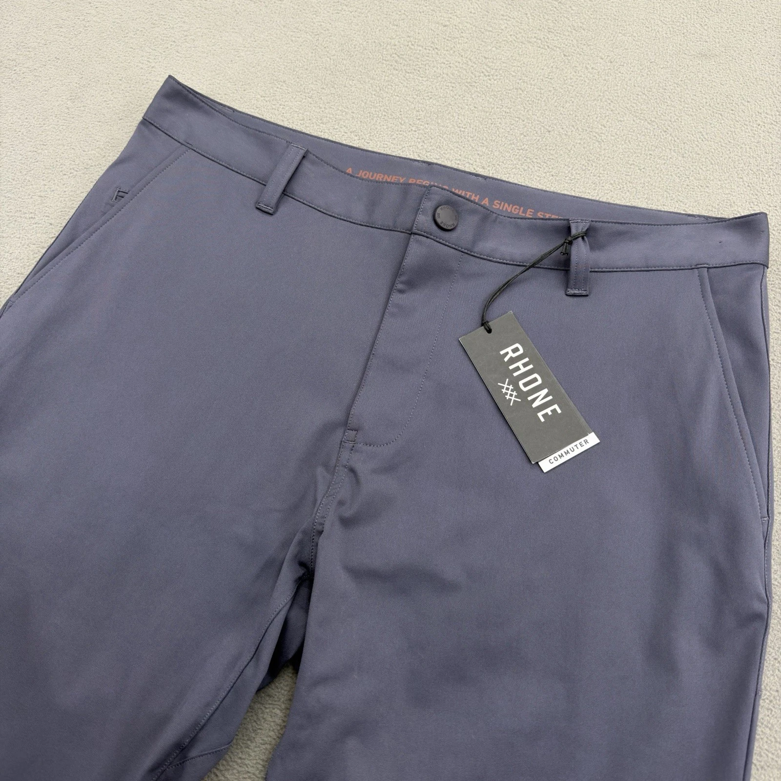 NWT Rhone Commuter 5 Pocket Pants Skinny Performance Mens 34 Gray Iron 33" Ins