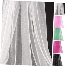 60" x 5 Yard Glitter Tulle Fabric Bolt with Shiny Silver 5 Yards Style 2-white