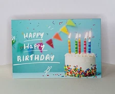 Happy Birthday Greeting Card, Happy Happy Birthday, Birthday Cake with Colorful
