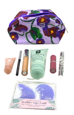 Clinique Jonathan Cohen Cosmetic Bag With Make Up 7 Day Scrub Eyeliner + More