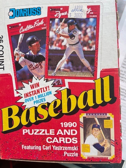 1990 Donruss Error Box - See description for some of the errors