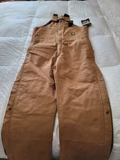 Berne Bib Overalls Mens L Brown  Insulated Workwear Water Repellent Quilt Lined