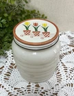 Vintage Fire King Grease Jar Tulip Lid Anchor Hocking Ivory Milk Glass Beehive