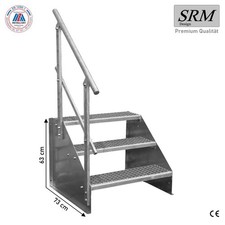 Standtreppe freistehend Treppe 3 Stufen verzinkt, 60 - 160 cm B, 63 cm H, 1 Gel.