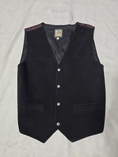 Zebra Collection Leather Dark Green Vest Suede Button Closure Unisex Size M