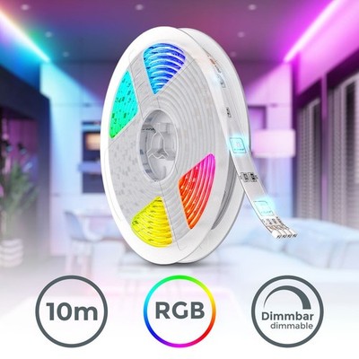 10m LED Band Stripe RGB Streifen Lichtleiste 230V warmweiß Fernbedienung dimmbar