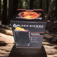 Black Sierra Acadia 7" Smokeless Outdoor FirePit. Burns Wood Or Pellets. S-steel