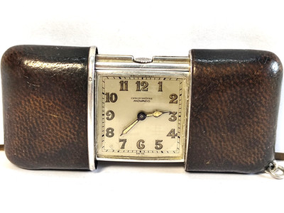 Movado Ermeto Chronometre Reiseuhr Silber 0,925 um 1940.Läuft exakt.