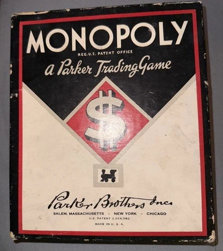 Vintage 1936 MONOPOLY GAME by PARKER BROTHERS -NO GAMEBOARD or small figures