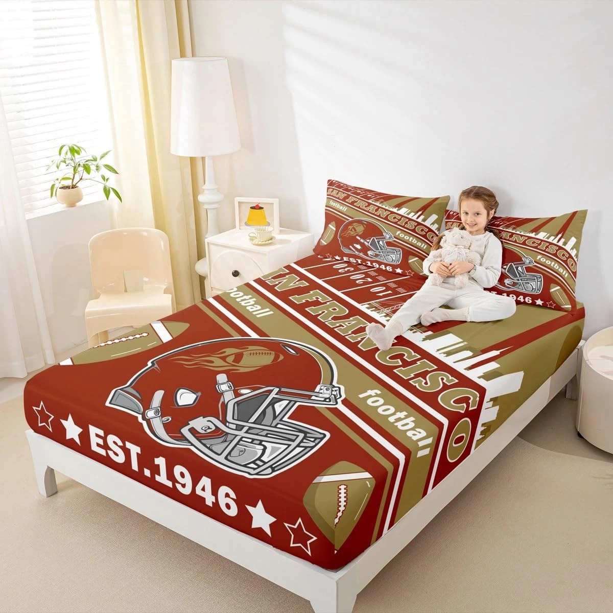 Football Bed Sheets Set Boys Bedding Set