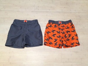 Lot [2] Lily & Dan Boys Swim Trunks Set Gray and Orange Sharks 4 Toddler
