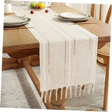 Yicorgard Boho Table Runner Rustic Style 13“ x 120”, 13" x 120" Braided Cream