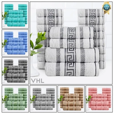 GAVENO CAVAILIA® 20 Piece Bale Set Hotel Quality Greek Key Towels Super Soft Face Hand Bath Towel
